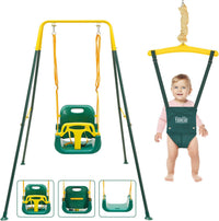 FUNLIO 2 in 1 Baby Jumper and Swing with 4 Sandbags - Green
