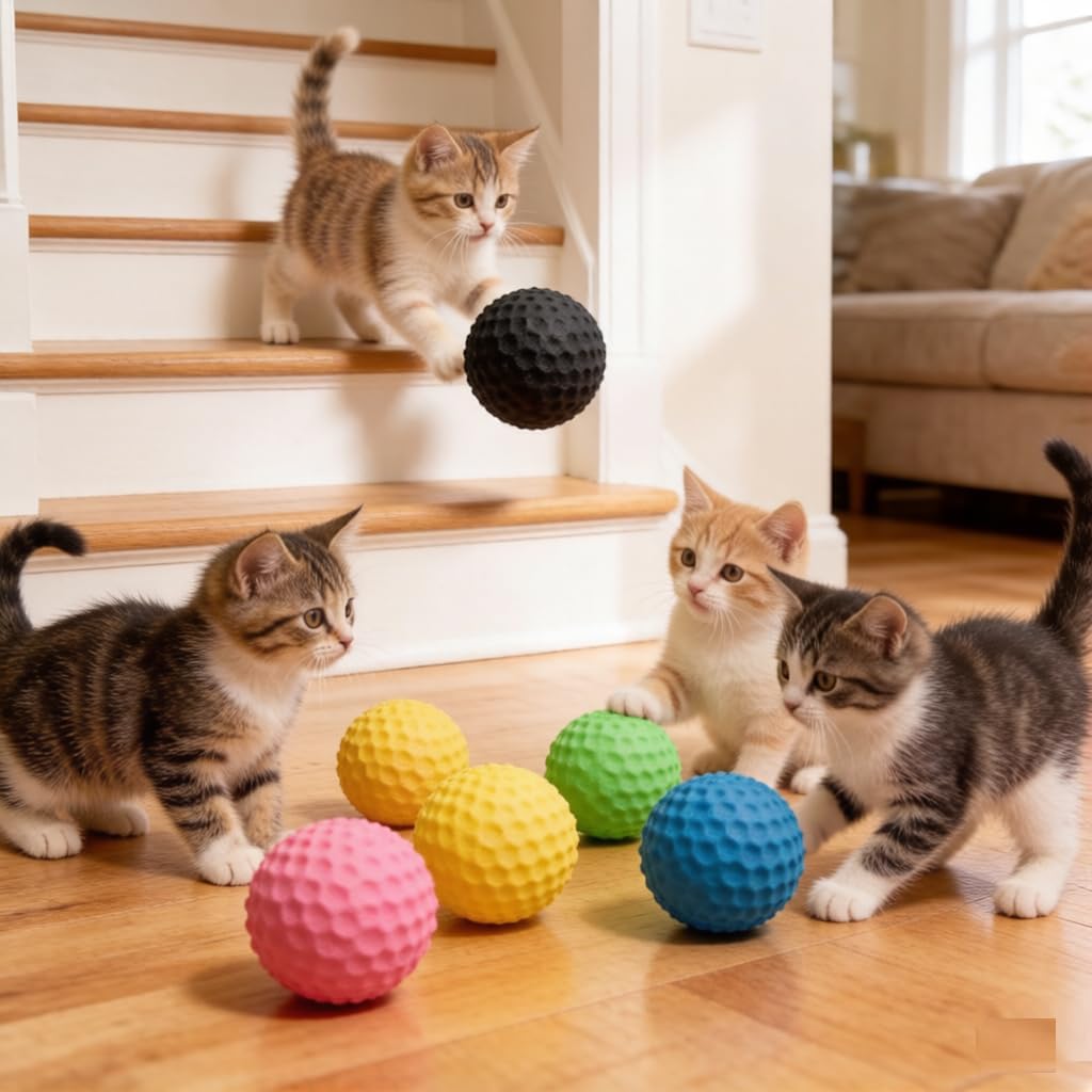 Cat Foam Ball Cat Sponge Ball Toy Soccer Toy – Essentials for Cats - 12 Pack Black - image 2
