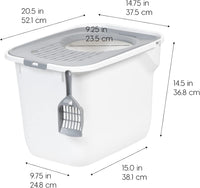 IRIS USA High Sided Cat Litter Box, Scatter Shield - Top Entry / White - image 2