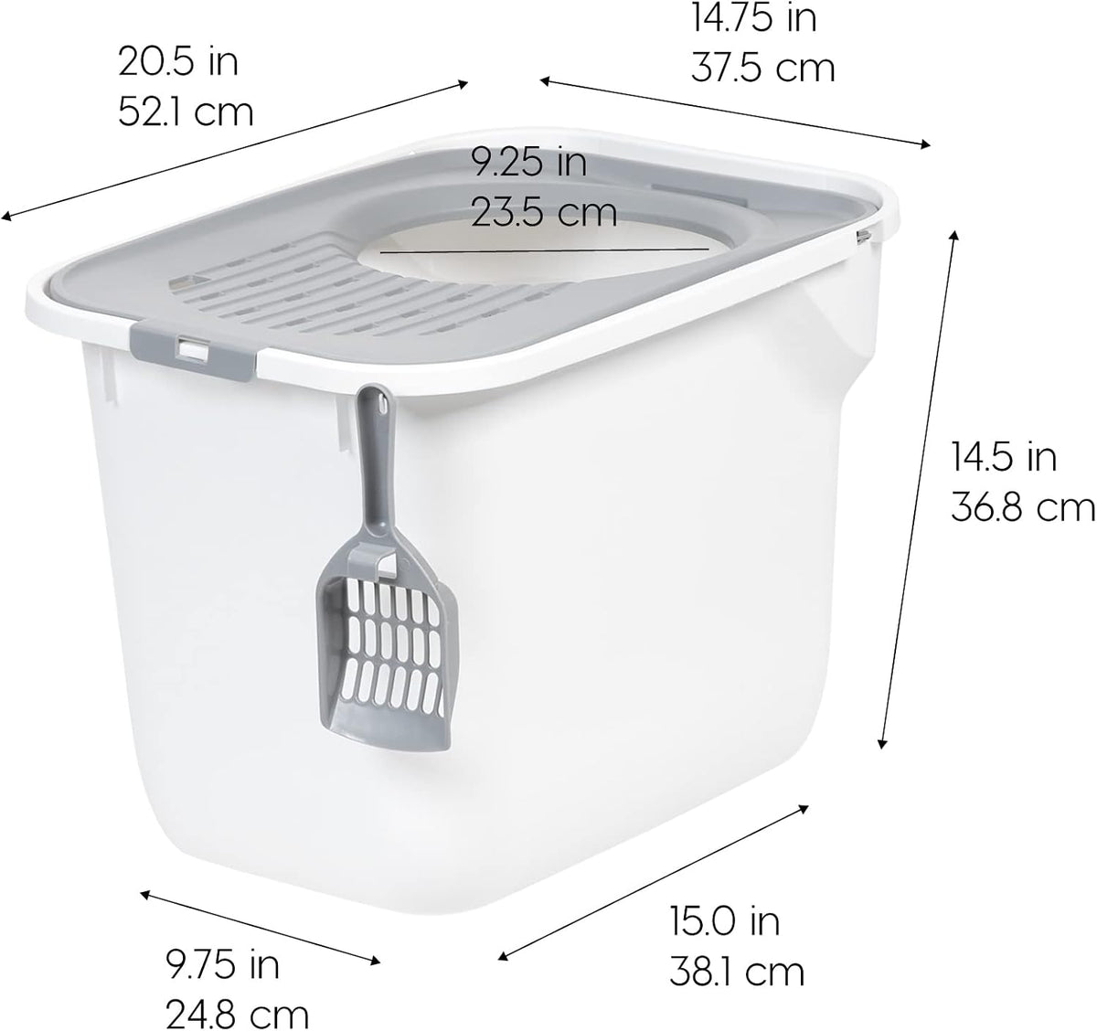 IRIS USA High Sided Cat Litter Box, Scatter Shield - Top Entry / White - image 2