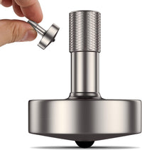 DjuiinoStar CNC machined stainless steel spinning top with ceramic tip and knurled grip