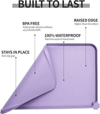 Waterproof Pet Feeding Mat with High Raised Edges, Heavier and Thicker Placemats for Cat Dog Water Bowl with BPA Free, Dogs Cats Food Mats for Messy Drinkers to Prevent Spill and Protect Floors