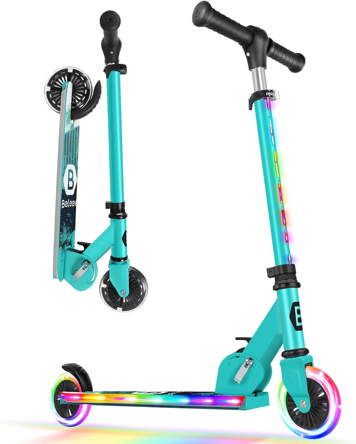 BELEEV V2 Scooters for kids Light-Up Wheels & Stem & Deck - Aqua