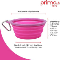 Prima Pet Expandable/ Collapsible Silicone Food & Water Travel Bowl - Pink / LARGE (5 CUPS) - image 2