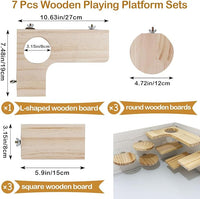 Wooden Chinchilla Cage Platforms Set 7 Pack Wood Shelves for Rat Cage Corner Ledges Small Animal Climbing Steps Standing Board for Juvenile Squirrel Gerbil Accessories