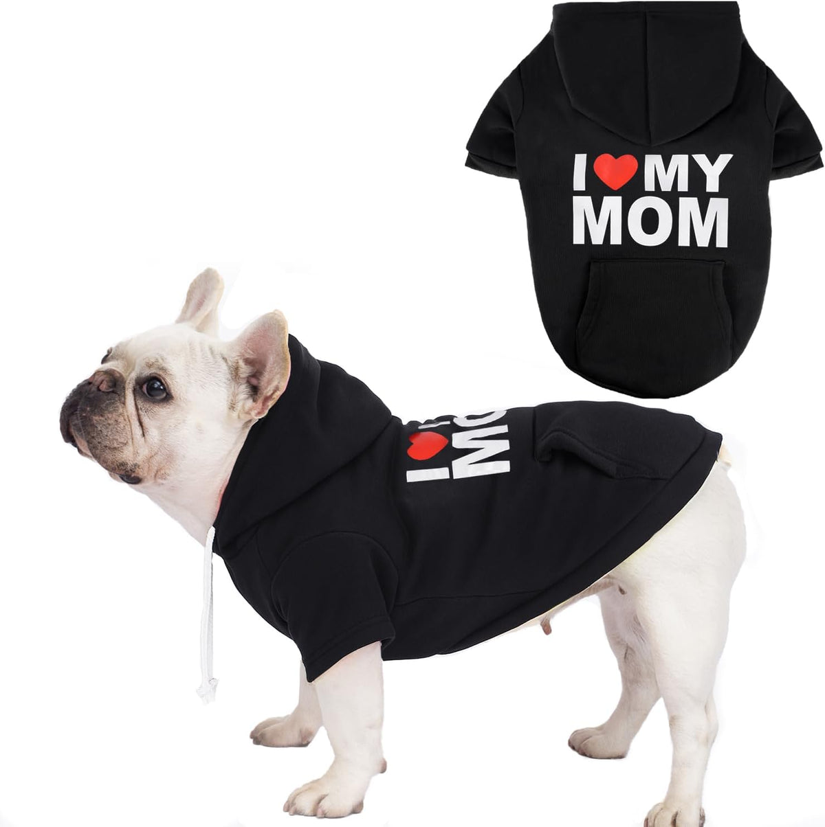 Dog Basic Hoodie Soft Dog Clothes Cold Weather Sweaters for Medium - I Love My MOM / L (Back: 20.47",Chest: 28.35",20-35lbs)