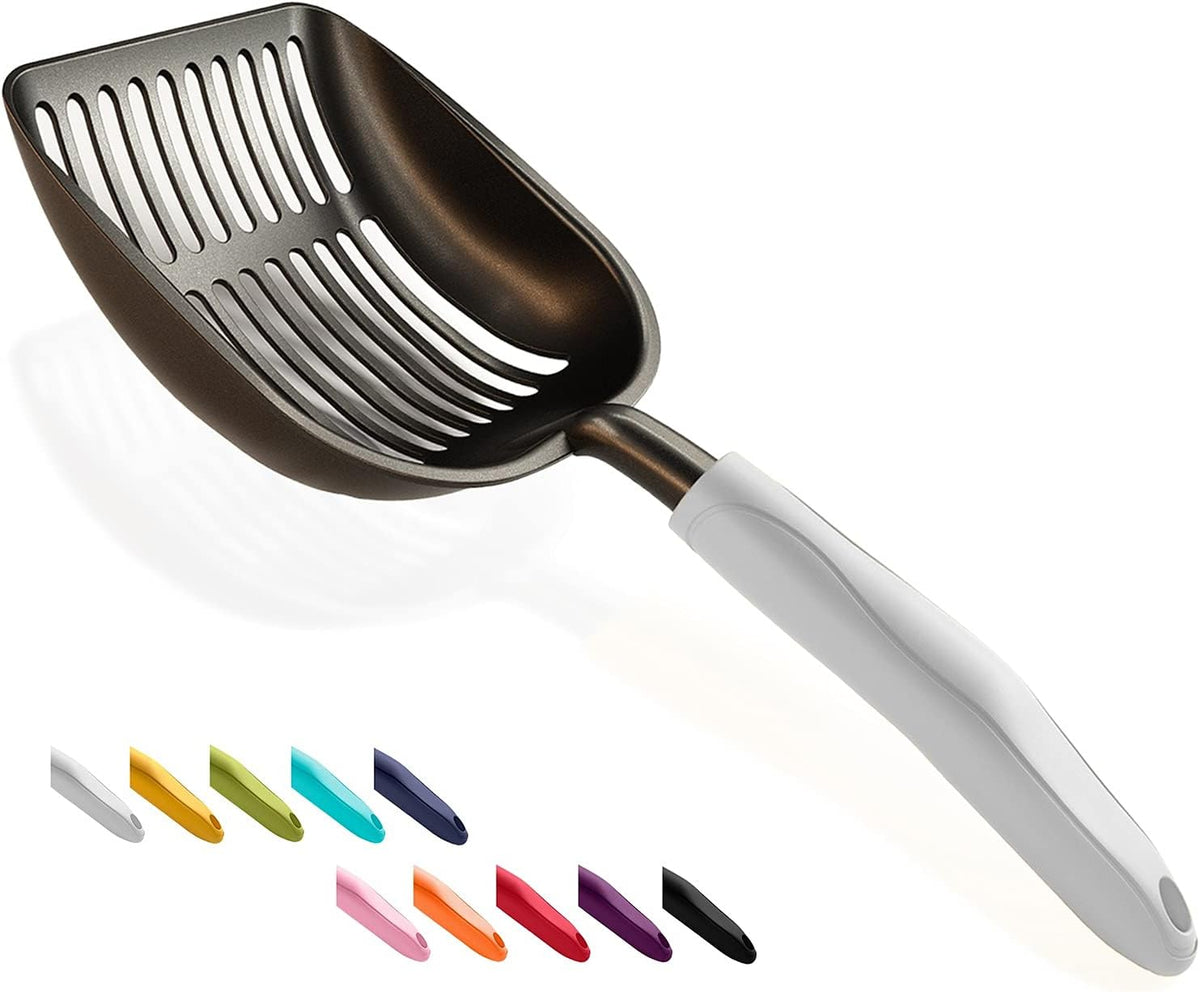 Cat Litter Scoop, Non-Stick Plated Aluminum Alloy Sifter - Large / #05 Grey
