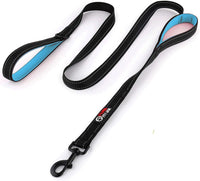 Dog Leash 6ft Long, Traffic Padded Two Handle, Heavy Duty - 6FT / Black-Blue