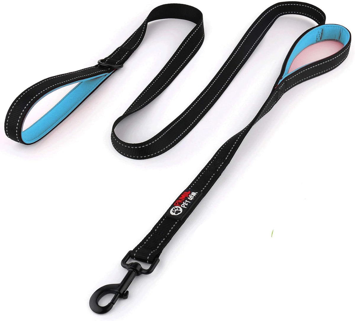 Dog Leash 6ft Long, Traffic Padded Two Handle, Heavy Duty - 6FT / Black-Blue