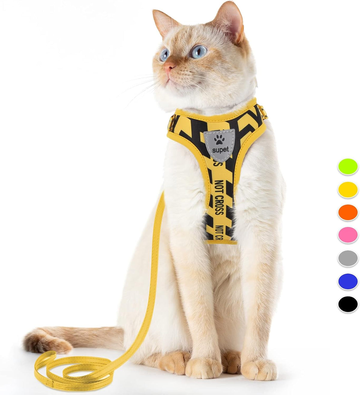 Supet Cat Harness and Leash Escape Proof - Yellow / S（Chest:9.6-15.7'')