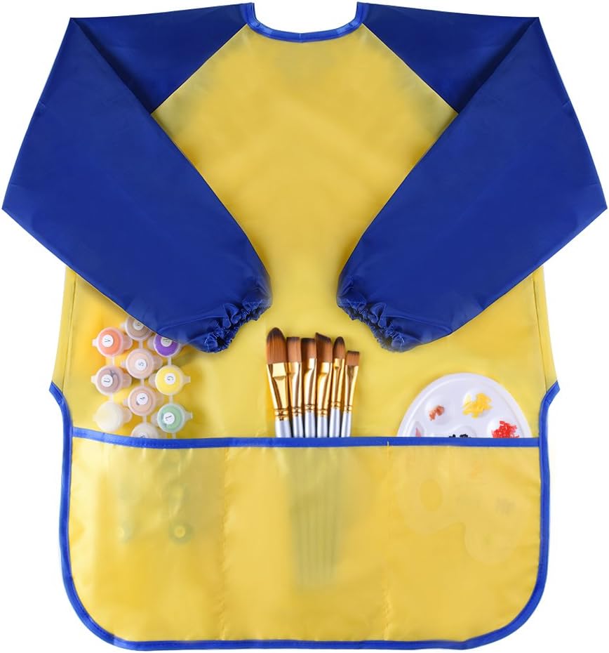KUUQA Waterproof Children Art Smock Kids Art Aprons – Fun for Kids & Family - Yellow / 1