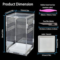 Acrylic Jumping Spider Enclosure,Reptile Enclosure,Bug Habitat, for Small Tree Dwelling Reptiles,Arboreal Tarantula Enclosure, Spider Terrarium Kit,Plastic Terrarium(4.7" X 4.7" X 8")