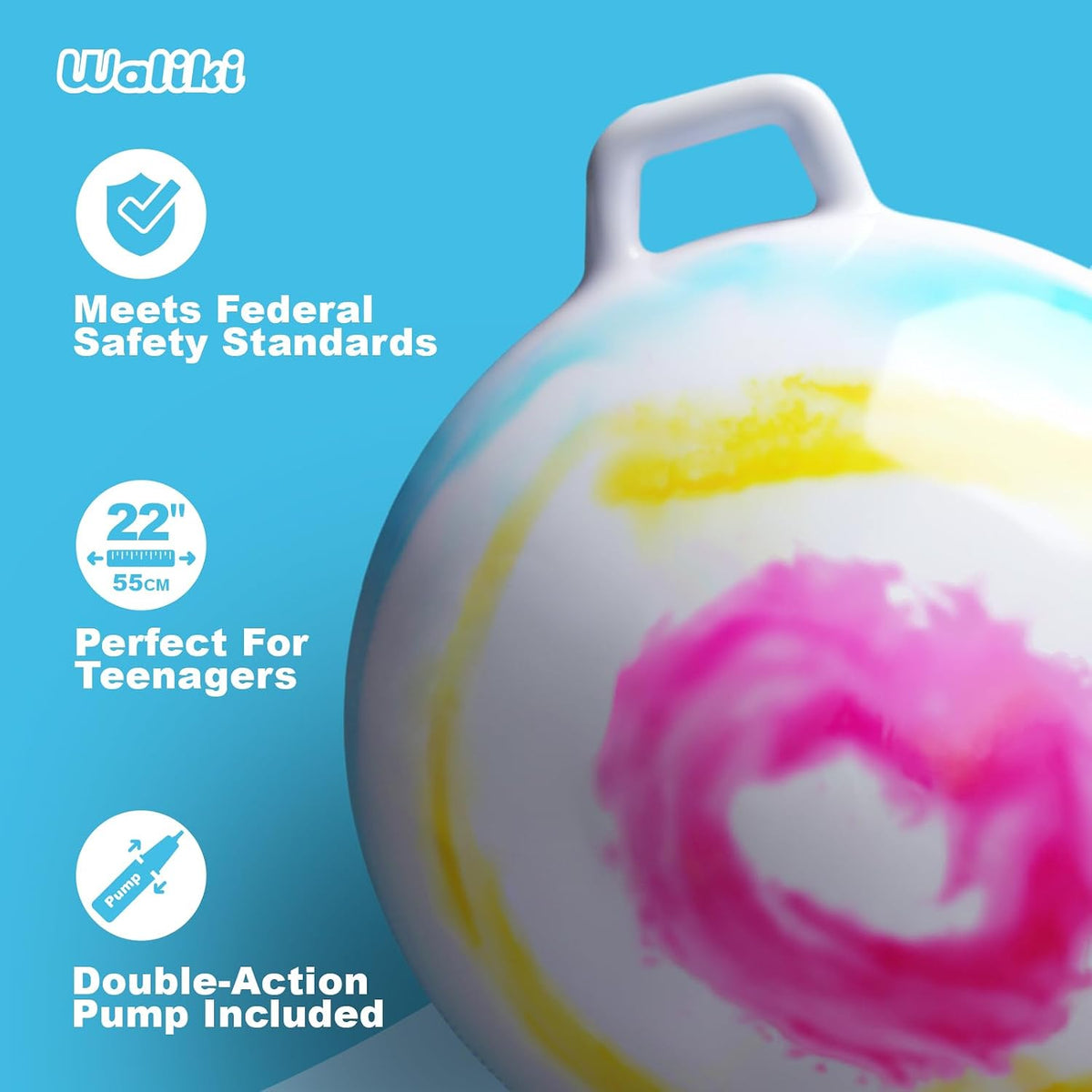 WALIKI Hopper Ball for Adults, Jumping & Hopping Ball for Mom - Multicolored / XL: Teenagers (22”/55CM) - image 3