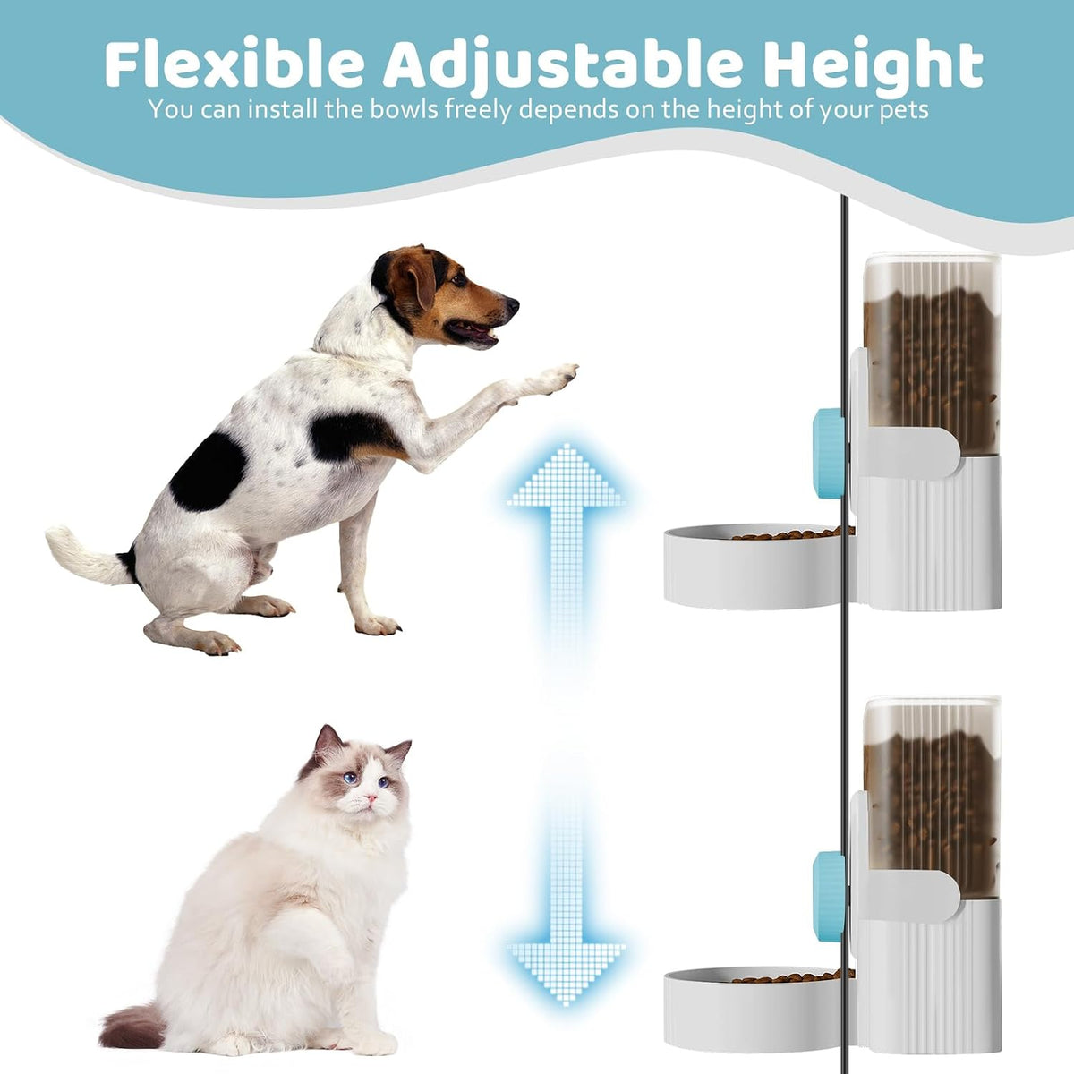 Hanging Cage Auto Pet Food Bowl Water Bottle Dispenser - Blue - image 4