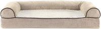 FurHaven Soft, Orthopedic Foam Sofa Dog Bed with Washable & Removable Cover - Sherpa/Chenille - Cream, Dogs Up to 35 lbs - Medium