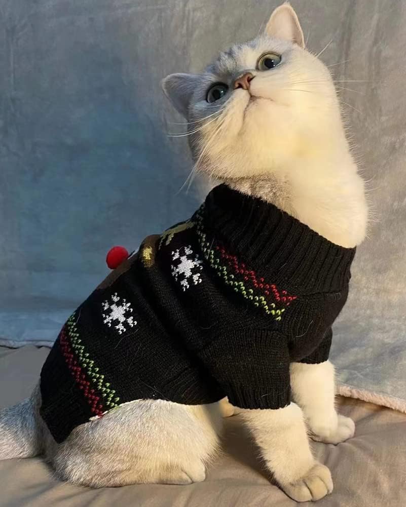 Cat Sweater Christmas Santa Claus Pet Cat Winter Knitwear Warm Clothes – Essentials for Cats - X-Small / 3-Elk