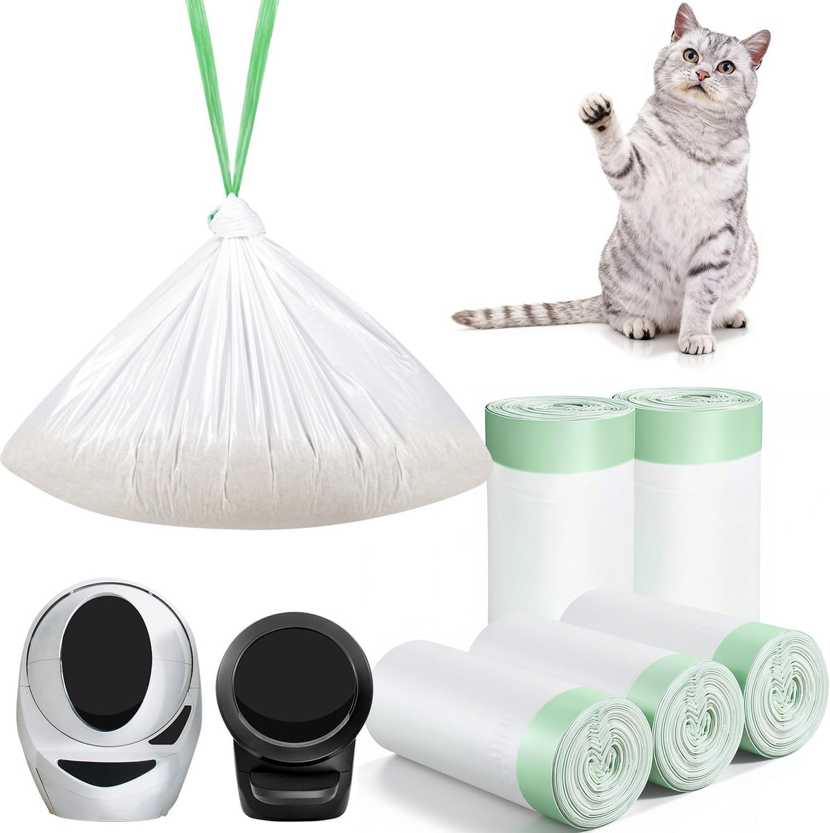 45 Count Automatic Litter Box Bags Liners Compatible with Litter Box - White / 1 Count (Pack of 200)