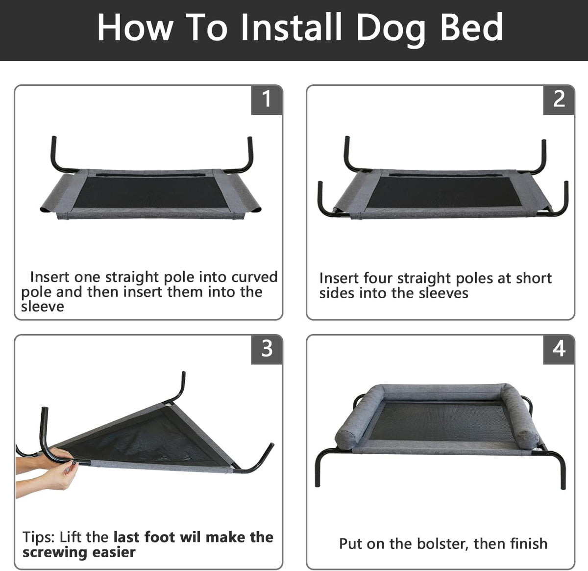 PETIME Cooling Elevated Pet Cushion Bed Raised Dog Cots for Small Dogs - 48 Inch - image 3