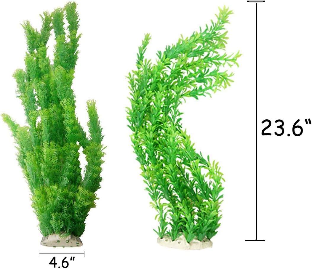 23" Tall Aquarium Plastic Plants - Green（style A） - image 3
