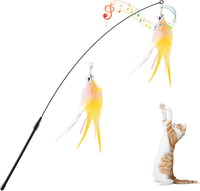Pawaboo Cat Feather Wand Interactive Toy - Pink+White+Yellow