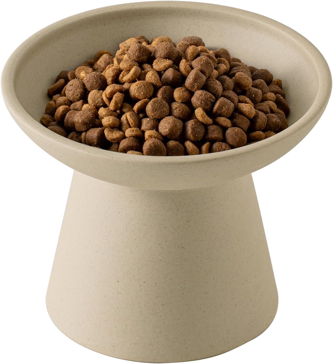 Extra Wide Elevated Ceramic 6.2" Shallow Cat Food Bowl – Essentials for Cats - Pottery Clay-Shallow