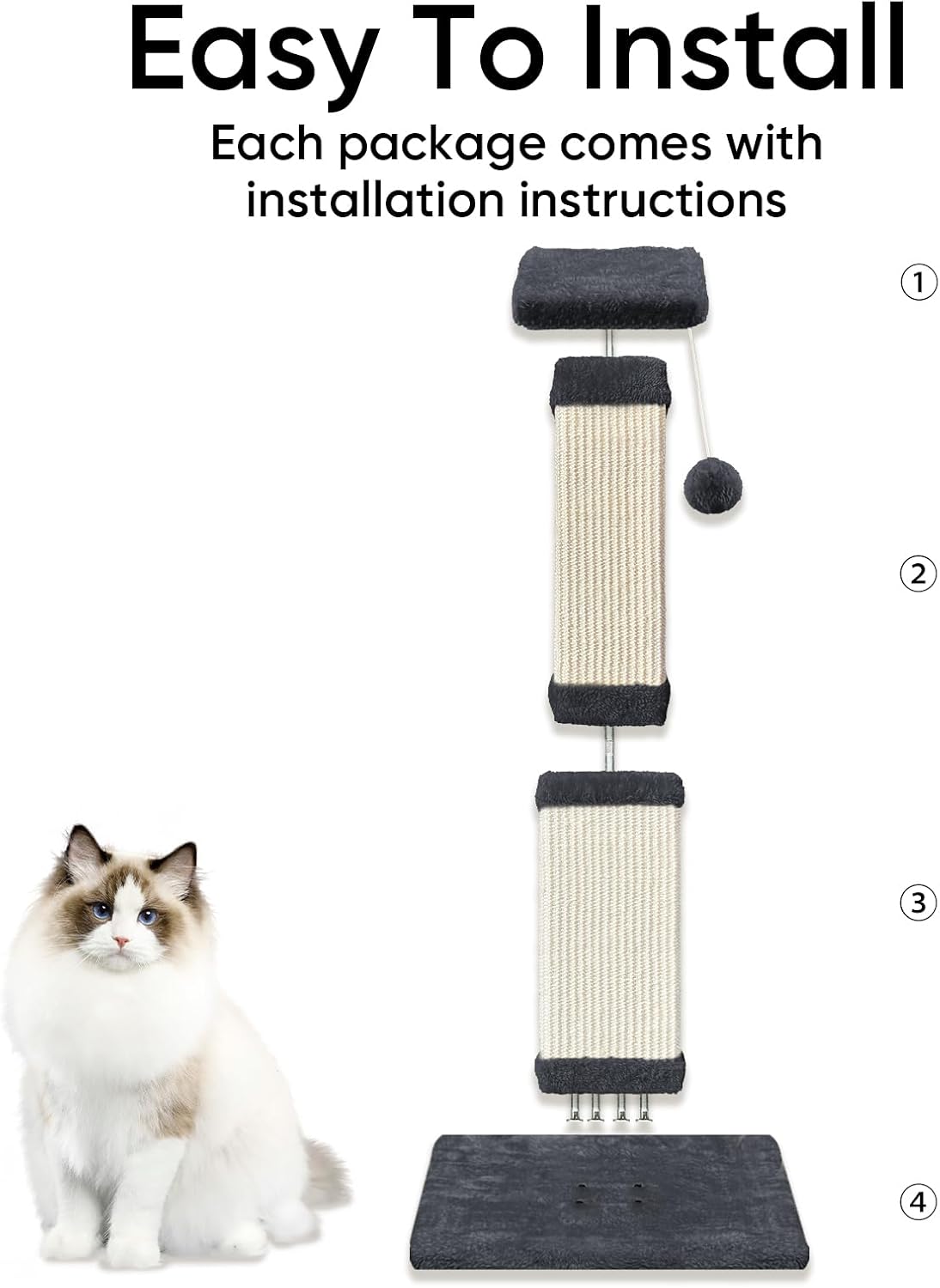 Cat Scratching Post for Indoor Cats - Deep Gray / Scratcher only - image 4
