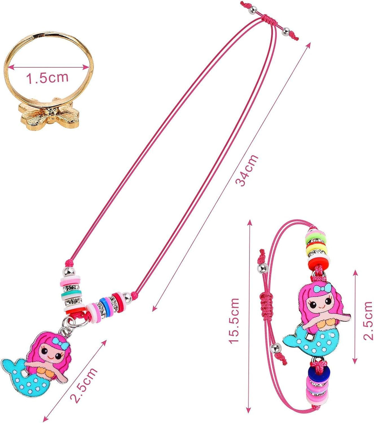 Faburo 30pcs Kids Jewelry for Girls, 10 Necklaces, 10 Rings - image 2