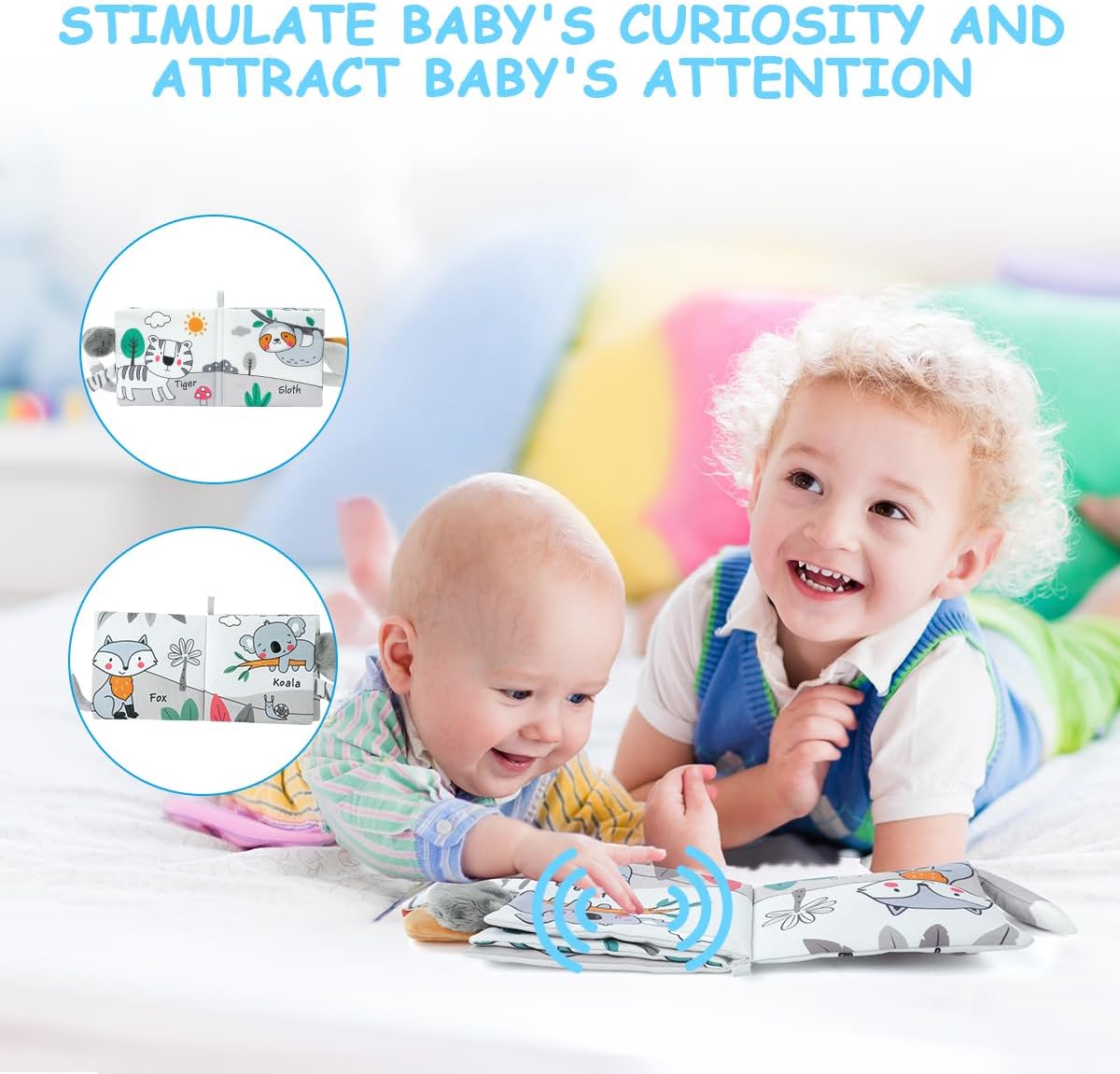 Vicloon Baby Soft Cloth Books - Gray and White Elephant - image 3