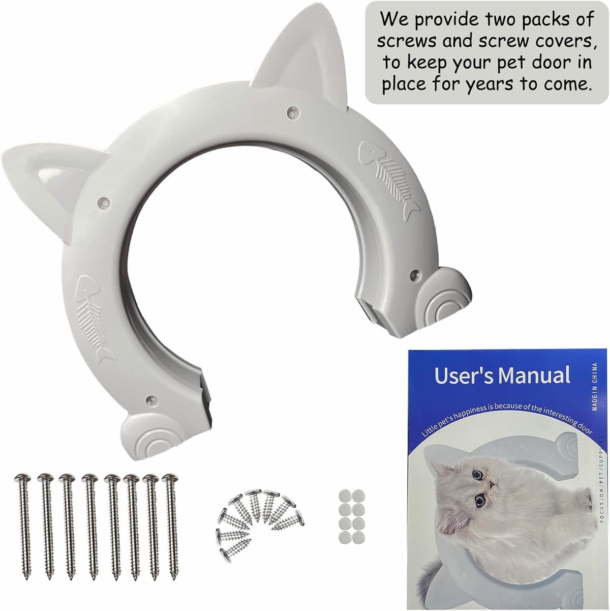 Fhiny Cat Door Interior Door - L: 7" dia / White - image 3
