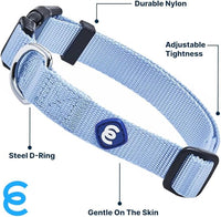 Blueberry Pet Essentials Dog Collar | Adjustable Girl Dog Collars for Medium Dogs | Chambray Blue Puppy Collar | Classic Nylon Dog Collars for Small Dogs | Pet Accessories