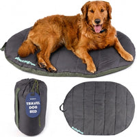 Travel Dog Bed, Foldable & Packable with Carry Bag, Black - Midnight Forest / Medium