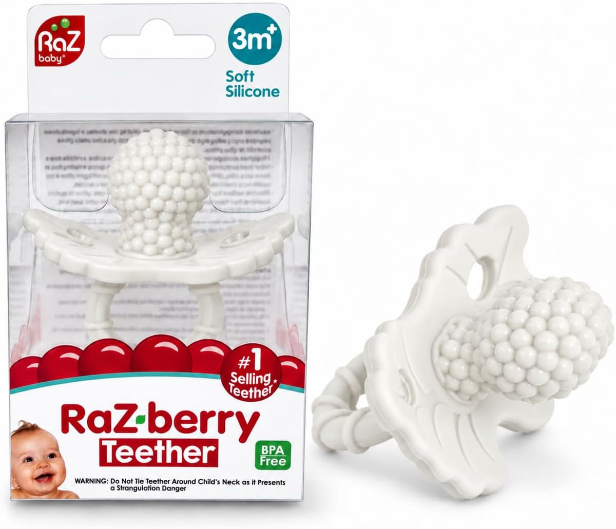 RaZbaby RaZberry Silicone Baby Teether Toy - Coconut / 1 Count (Pack of 1)