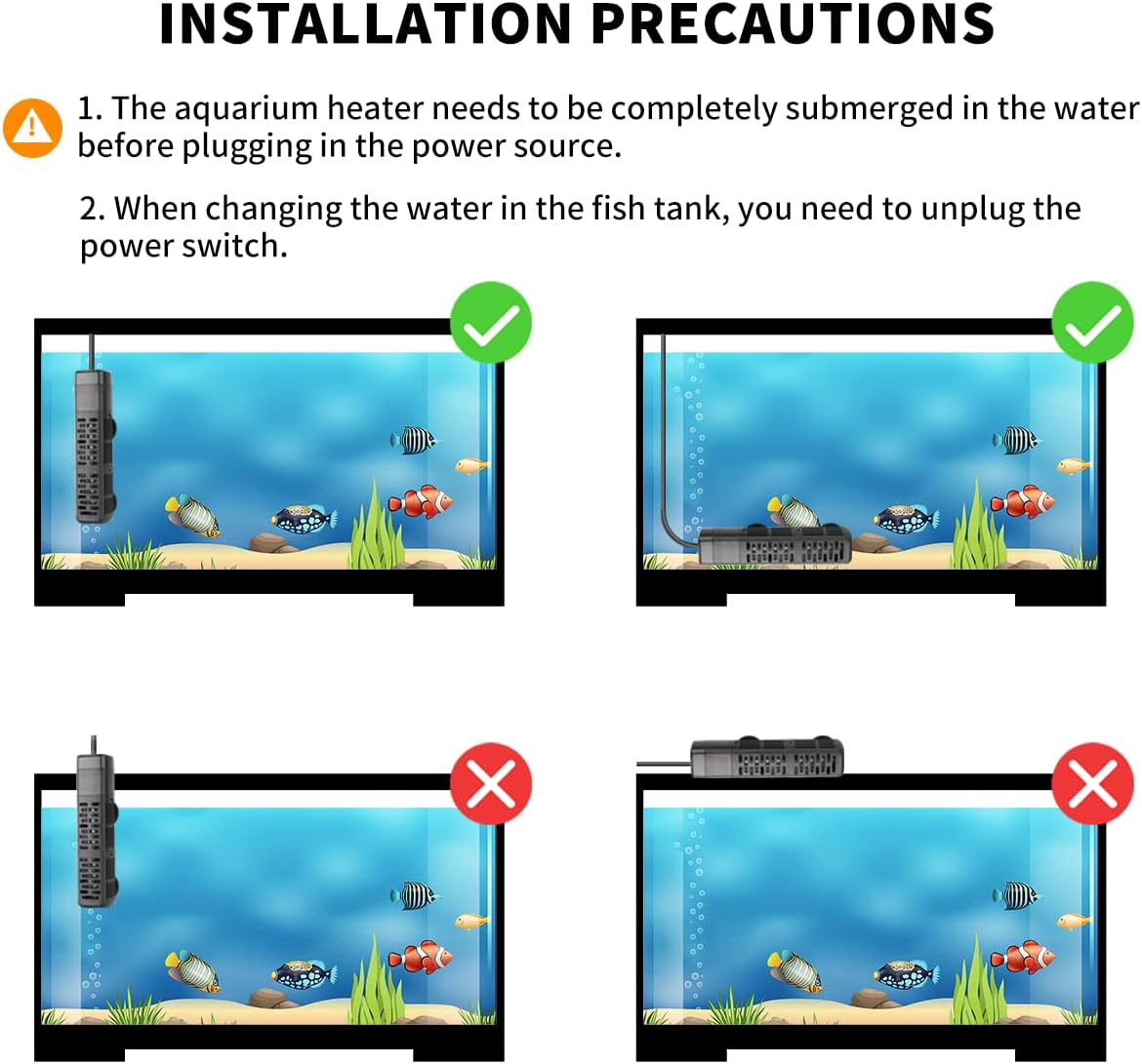HiTauing Aquarium Heater, 50W/100W/200W/300W/500W Submersible Fish Tank Heater - 50W - image 3