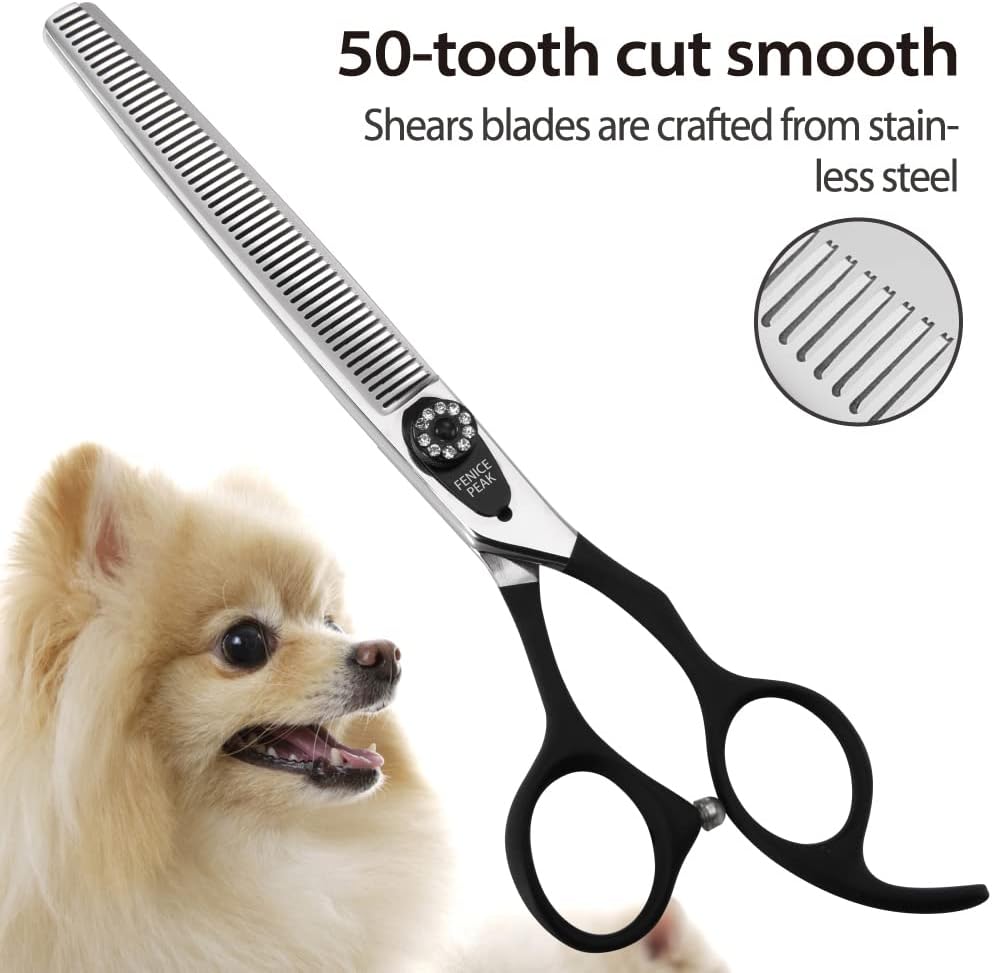 7.0'' Professional Dog Grooming Scissors Set with Black Non-Slip - Thinning Shear / 7.0'' - image 2