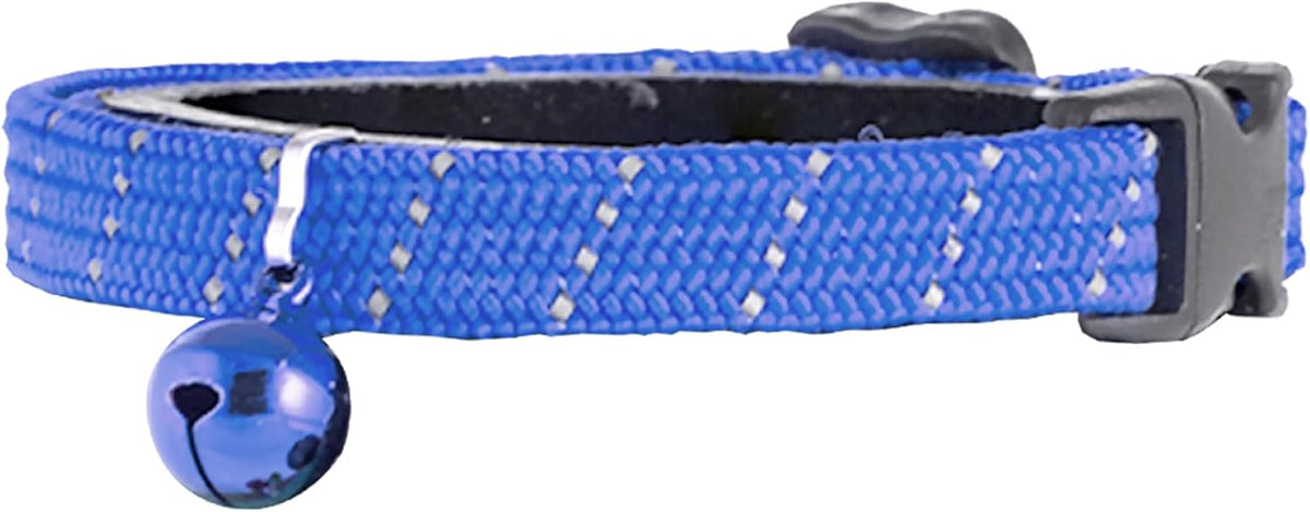Reflective Breakaway Cat Collar with Bell, Safe Design - Blue