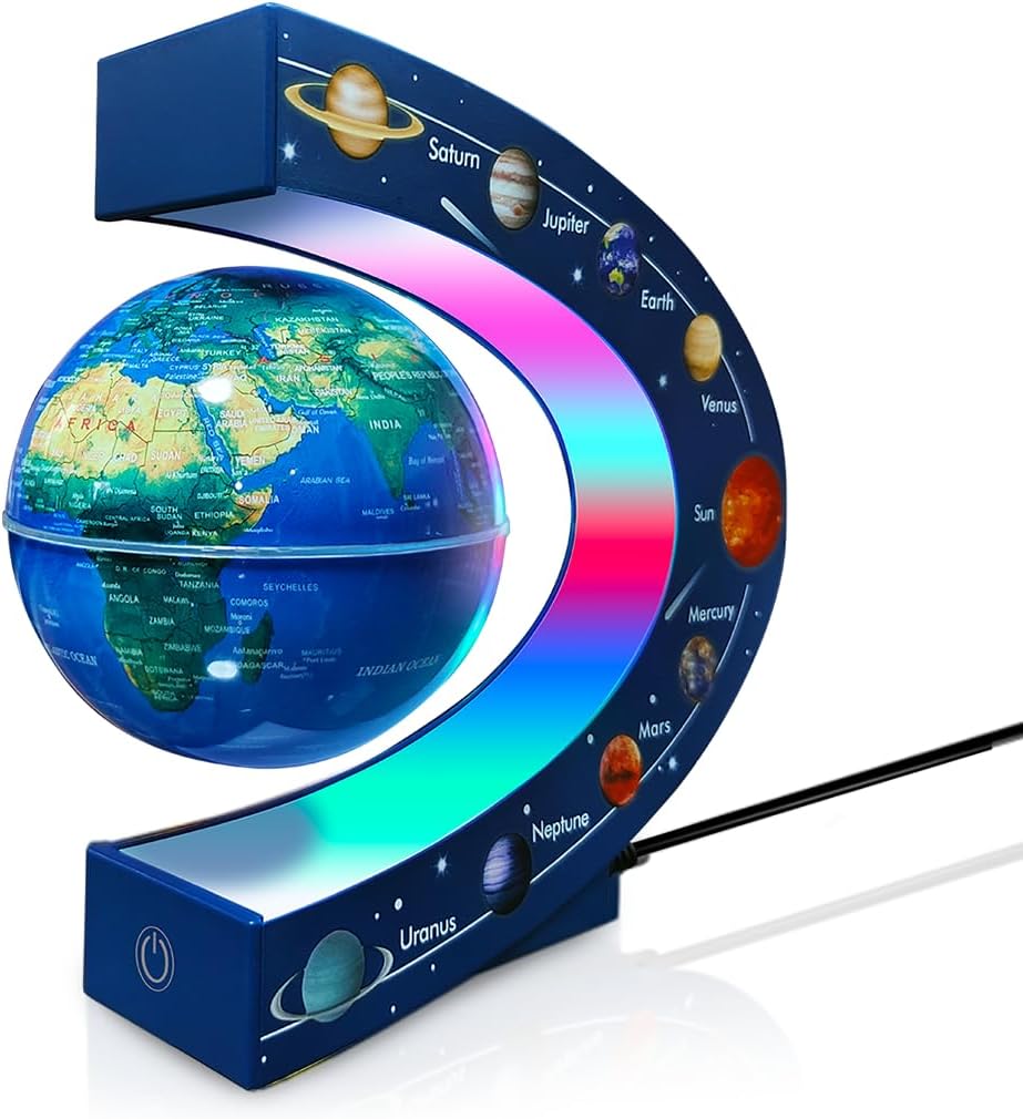 Magnetic Levitating Floating Globe with LED Lights - Cosmic Frame Globe Glowing