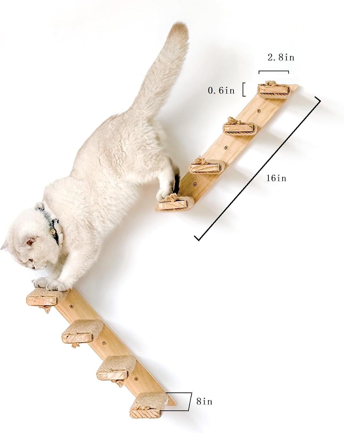 2 Pack 4 Steps Cat Wall Shelves and Stairs with Sisal Rope.Cat Wall - Brownish white / 1 / 2 Pack 4 Steps - image 3