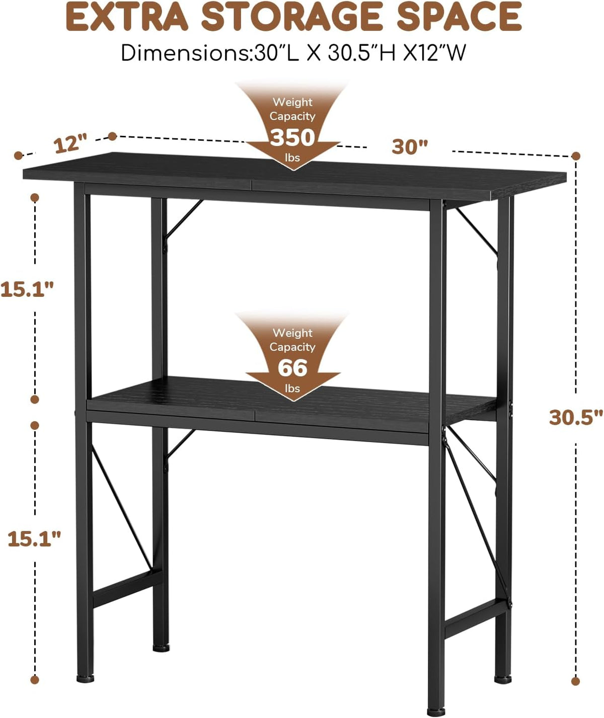 5-10 Gallon Fish Tank Stand with Storage Shelves - Black / 30 Gallon-2 Tier - image 2