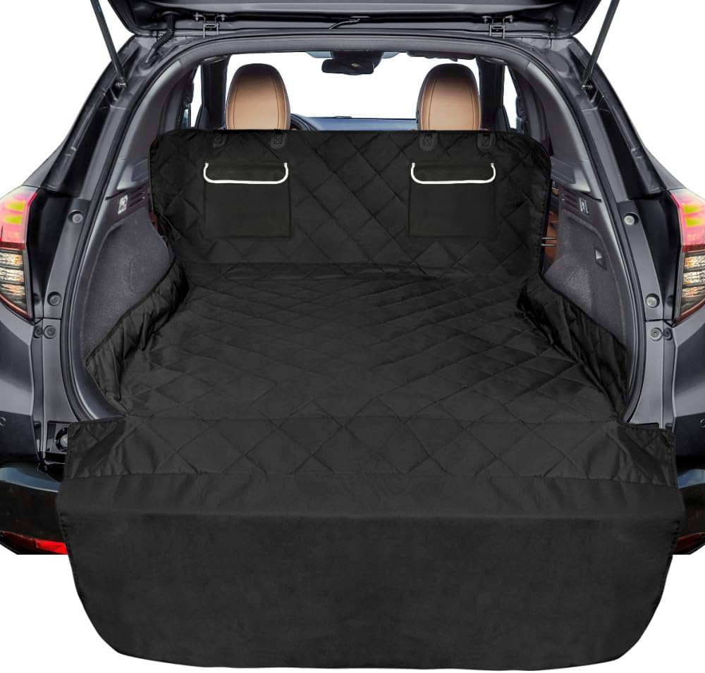 SUV Cargo Liner for Dogs - Trunk Cover for SUV with Bumper Flap Protector – Essentials for Dogs - Pockets Black / Standard: 55" x 91"