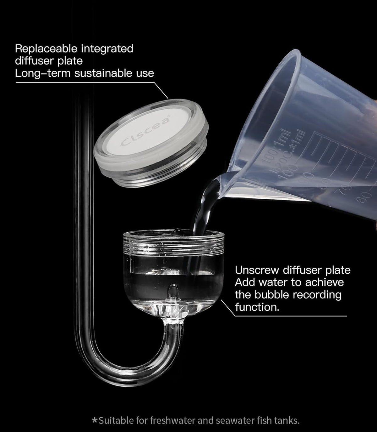 Acrylic CO2 Diffuser with Integrated Bubble Counter for Aquarium - Acrylic diffuser(S) - image 3