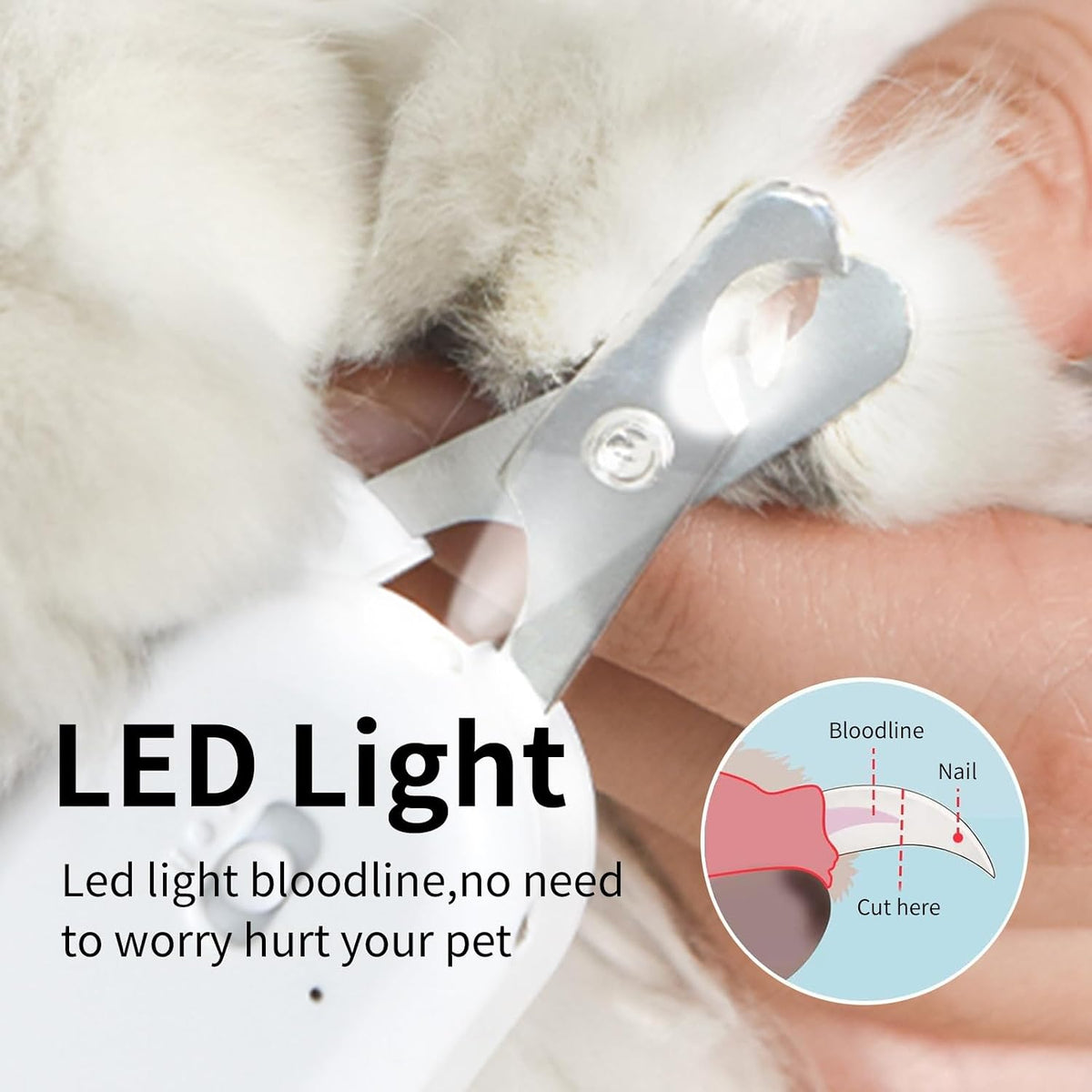 Cat Nail Clipper with LED Light - Suitable for Cats＆Dogs / Green - image 2