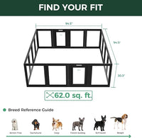 FXW AuraSpace Acrylic Indoor Unleashed Dog Playpen for Small and Medium Dogs, 30 Inch, 16 Panels, Black
