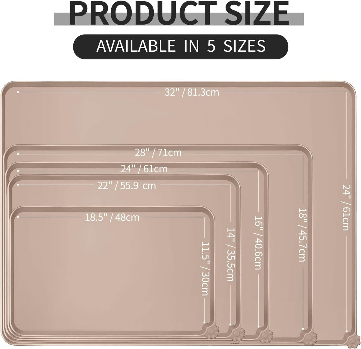 Reopet Silicone Pet Feeding Mat - Taupe / 18.5" x 11.5" - image 2
