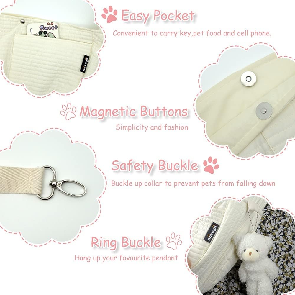 NATUYA Small Dog Cat Carrier Sling - white / Canvas-Adjustable Strap - image 3