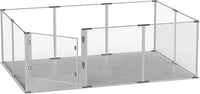 Dog Clear Playpen Fence Kennel: 10Panels Indoor Transparent Whelping Box Pen Cage with Waterproof whelping pad - Extra Long Acrylic Exercise Kennel with Metal Frame for Cats Puppy Rabbits Guinea Pig