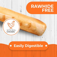 Canine Naturals Chicken Recipe Chew - Rawhide Free Dog Treats - Made from USA Raised Chicken - All-Natural and Easily Digestible - 5 Pack of 7 Inch Large Rolls for Dogs 50-75lb