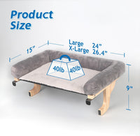 Zakkart Cat Perch for Windowsill with Bolsters – Essentials for Cats - Natural Color Wood with Gray Bed / 26.4''L x 15''W - image 2