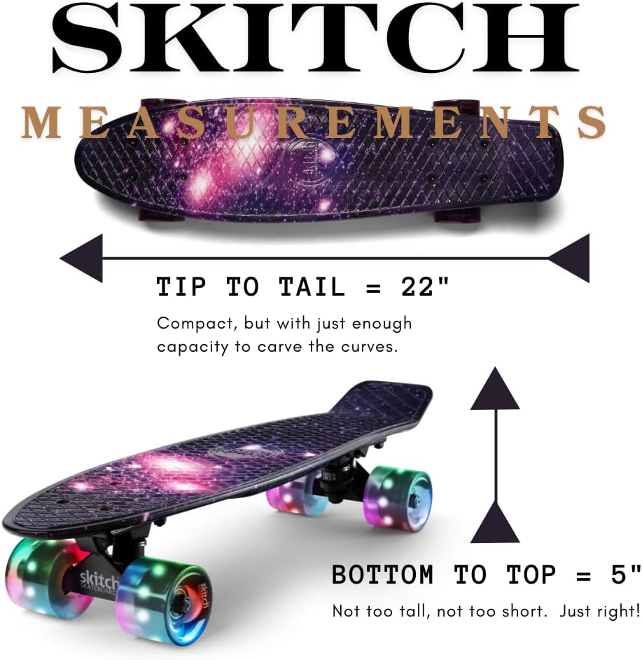 SKITCH Skateboards for Kids, Teens and Adults - Purple Galaxy LED+ - image 3