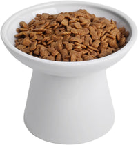 Ceramic Elevated Cat Food Bowls, 6.2" Wide - White / 1 Pack