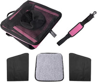 Pet Carrier Bicycle Basket Bag Pet Carrier/Booster Backpack for Dogs and Cats with Big Side Pockets,Comfy & Padded Shoulder Strap,Travel with Your Pet Safety（Pink Carnation）